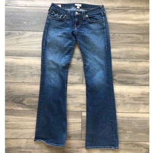 True Religion Becky Bootcut Blue Medium Wash Denim Jeans-Size 29 Button Pockets